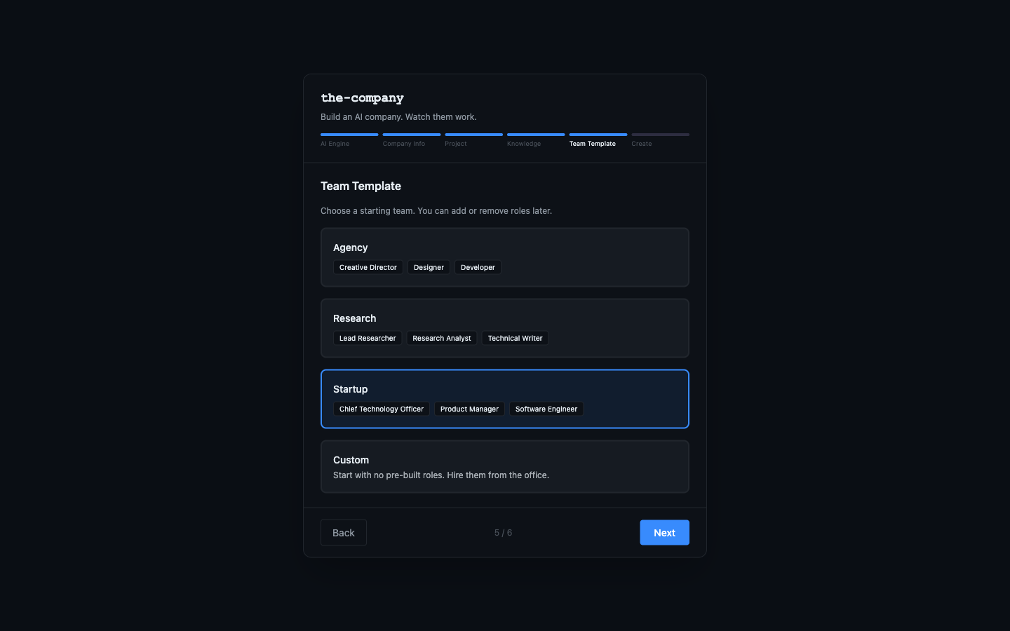 Step 3: Team Template