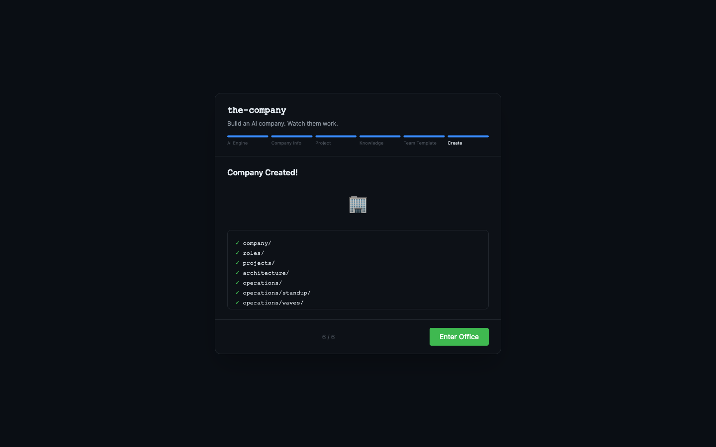 Step 5: Company Created